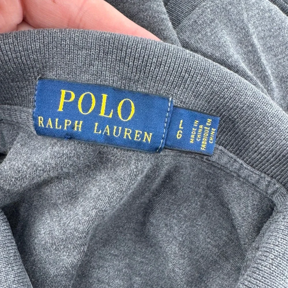 Polo Ralph‎ Lauren Mens Large Heather Grey Short Sleeve Pony Logo Polo Shirt